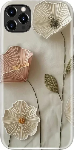 Miniatura 17 de Funda para iPhone 12 Mini, compatible con carga inalámbrica, protección de doble capa con elegante diseño de flores silvestres, silicona suave +