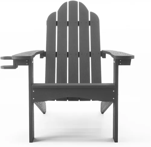 Miniatura 7 de LUE BONA HDPS Sillas Adirondack Set de 2, Silla para Hoguera al Aire Libre Resistente a la Intemperie con Portavasos, Silla Moderna de Plástico