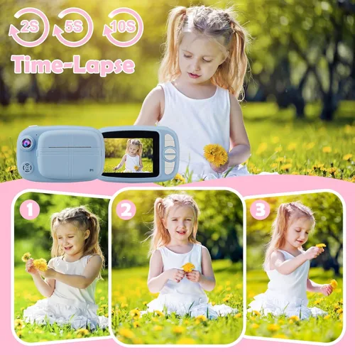 Miniatura 4 de Cámara instantánea para niños, mijiaowatch 12MP/1080P Cámara de impresión digital para niños con cámaras de 3.5 pulgadas para niños, tarjeta TF
