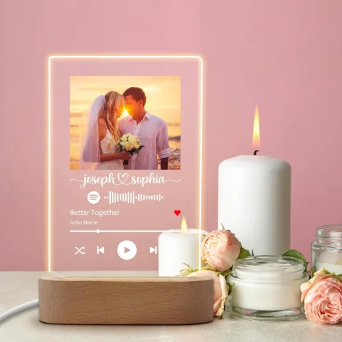 Miniatura 3 de Placas de música escaneables de acrílico personalizadas, marco de fotos, marco de fotos, regalos para ella, él, esposa, marido, amante, cubierta