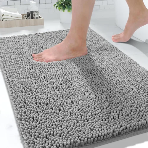 Miniatura 16 de Yimobra Alfombras lavables para baño, alfombra de baño de chenilla súper suave y absorbente para piso y alfombra, alfombra antideslizante de secado