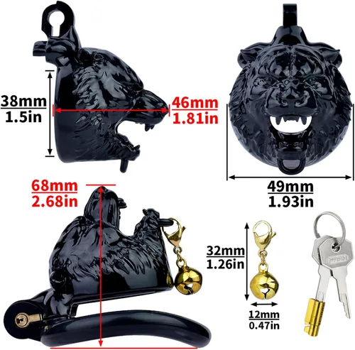 Miniatura 2 de Jaula ligera para el pene dispositivo de castidad con 4 anillos y llaves, jaula de pene masculina con bloqueo invisible y campana, juguetes sexuales