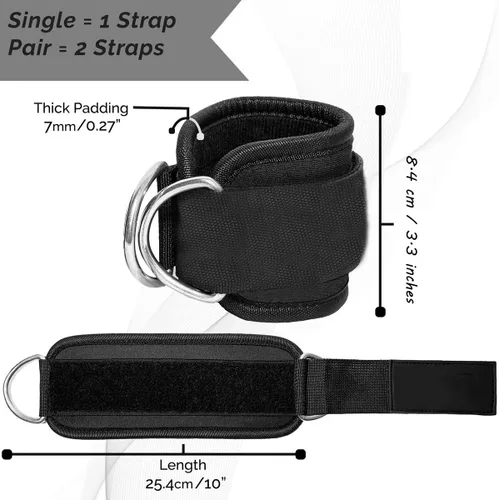 Miniatura 3 de Correas para Tobillo Bandas de Resistencia para Tobillo Puños para Muñeca Correas Acolchadas Ajustables Fitness Glúteo Kickback Anillo en D