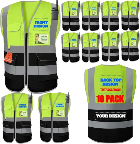Miniatura 19 de BeautyWill Chaleco de seguridad personalizado Logo Clase 2 Chaleco reflectante de alta visibilidad con bolsillos Ropa de trabajo de construcción