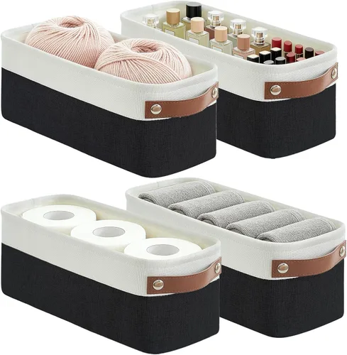 Miniatura 41 de Bagnizer 13x13 Cajas de almacenamiento cúbicas, caja de almacenamiento plegable de tela, paquete de 4 cestas de armario con asas para organizar