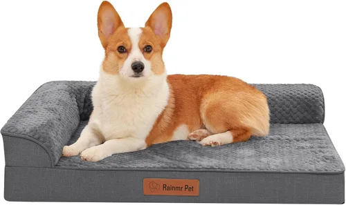 Miniatura 15 de Rainmr Camas ortopédicas para perros grandes, camas de espuma viscoelástica para perros de tamaño grande, funda extraíble lavable, parte inferior