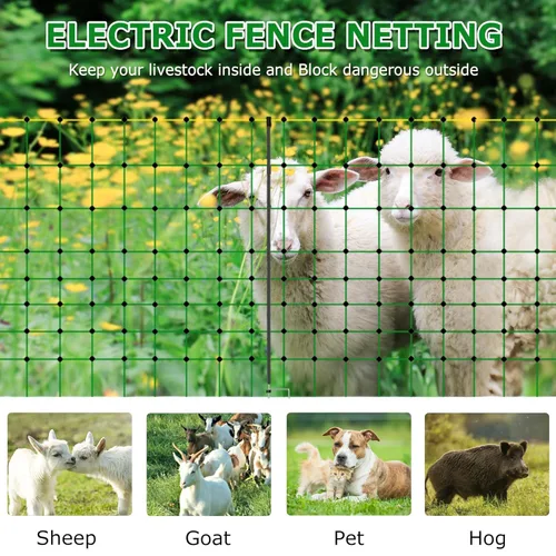 Miniatura 3 de Red eléctrica para cerca, 42.5 pulgadas de alto x 164 pies de largo, cercas eléctricas para animales más grandes, para patios traseros, granjas