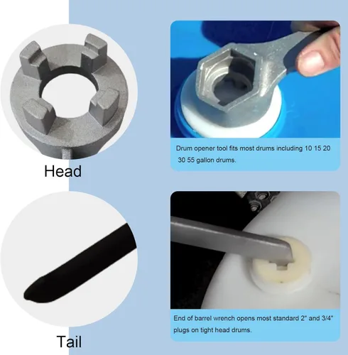 Miniatura 5 de Llave de tambor de aluminio WINTOWIN, llave de tapón, herramienta para abrir barriles de 10, 15, 20, 30 y 55 galones, se ajusta a tapas de bung