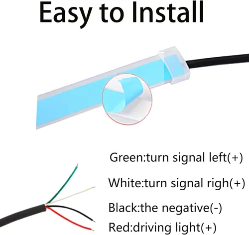 Miniatura 7 de 2 tiras de luces LED para automóvil, tubo de tira de superficie de faros DRL multicolor, luz de circulación diurna para capó exterior, señal de giro