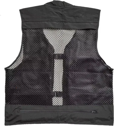 Miniatura 5 de Chaleco de malla transpirable con múltiples bolsillos para hombre, viajeros al aire libre, pesca con mosca, fotografía Negro