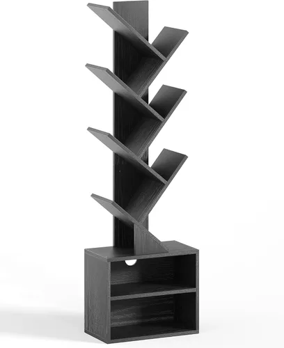 Miniatura 6 de SUNMORY - Estantería de 6 niveles en forma de árbol, estantería pequeña con gabinete de almacenamiento, organizador de estanterías estrechas