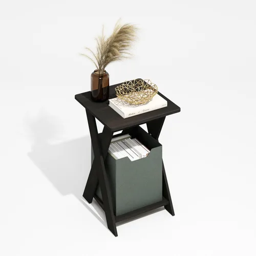 Miniatura 3 de Furinno Mesa auxiliar moderna, mesa auxiliar con patas en X con estante abierto, mesita de noche entrecruzada, mesita de noche, fácil montaje