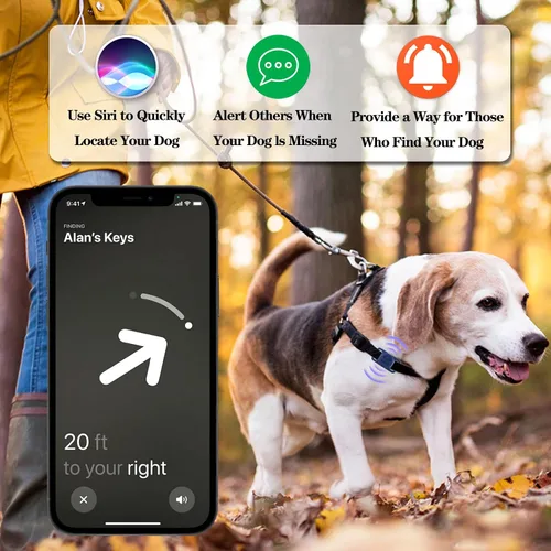 Miniatura 5 de Paquete de 2 soportes impermeables para collar de perro AirTag compatibles con Apple AirTag, soporte de silicona oculto para Airtag Tracker, negro