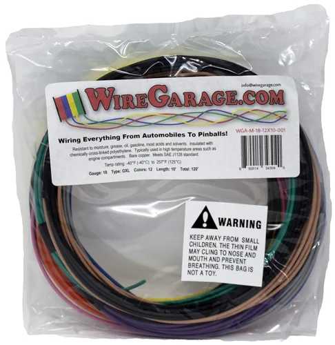 Cable trenzado XLPE de alta temperatura GXL Cross-Link, 18 AWG, GA, calibre, SAE J1128, automoción, motocicleta, eléctrico, 10 pies cada uno de 12