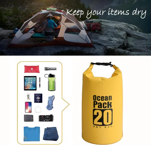 Miniatura 5 de Dry Bag Mochila impermeable 5L/10L/20L/30L Roll Top Bolsa impermeable, bolsas secas flotantes para kayak, natación, barco, campamento, playa.