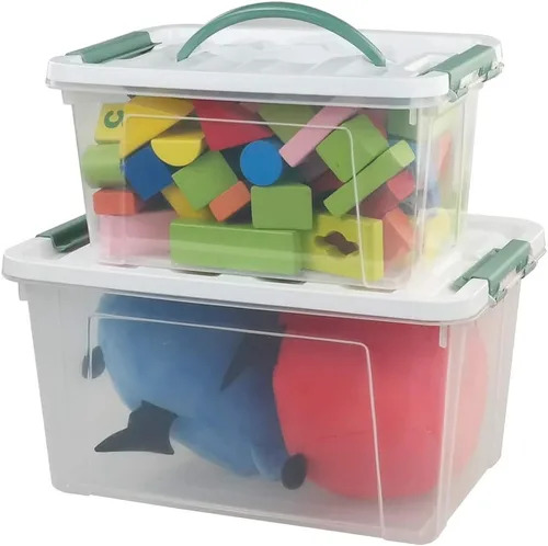 Miniatura 10 de Jekiyo Caja de plástico de 2.5 cuartos de galón, contenedor transparente con mango negro, 4 paquetes