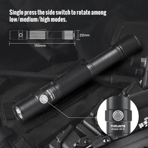 Miniatura 7 de ThruNite Archer - Linterna recargable LED 2A C, linterna AA de alto 1000 lúmenes con USB-C, linternas brillantes de doble interruptor para camping