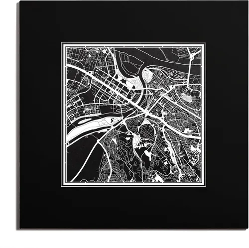 Miniatura 45 de O3 Design Studio Mapa de corte de papel Madrid negro mate de 20 x 20 pulgadas