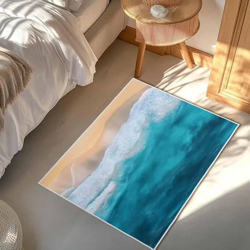 Miniatura 6 de Tapete de baño abstracto del océano, tapete suave para baño, ducha, bañera, cocina, puerta, tapete lavable para dormitorio, lavandería, pasillo