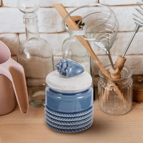 Miniatura 5 de Zerodeko Recipiente de té de cerámica de 4.33 pulgadas hermético para hojas sueltas, té, café, azúcar, organización de cocina, uso doméstico