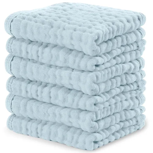 Miniatura 34 de Comfy Cubs - Juego de paños de muselina para eructos de 20 x 10 pulgadas, paquete de 6, tamaño grande, 6 capas, 100% algodón, absorbentes, seguros