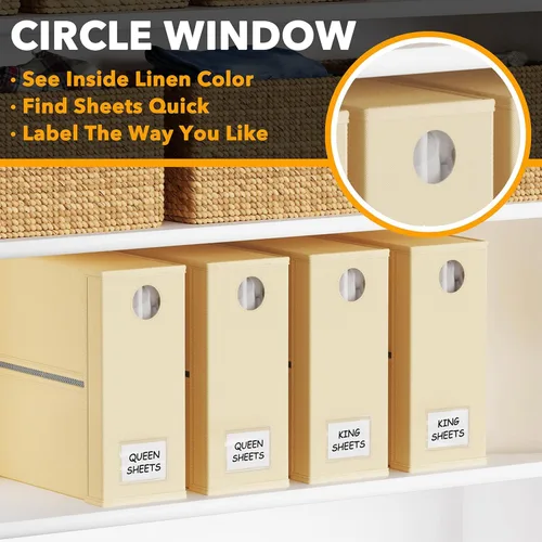 Miniatura 3 de SpaceAid Paquete de 4 organizadores de sábanas y almacenamiento, organizador de sábanas plegable para armario de lino, juego de sábanas con ventana