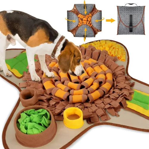 Miniatura 9 de HOPET Tapete de olfateo para perros de raza grande, 28.3''x28.3'' tapete interactivo tipo rompecabezas para comida de perros, fácil de limpiar
