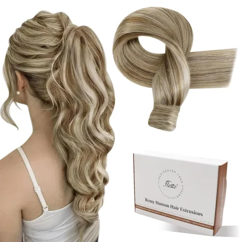 Miniatura 22 de Hetto - Extensiones de cabello humano onduladas con clip, color #2 castaño oscuro, extensiones de cabello humano natural para cabeza completa