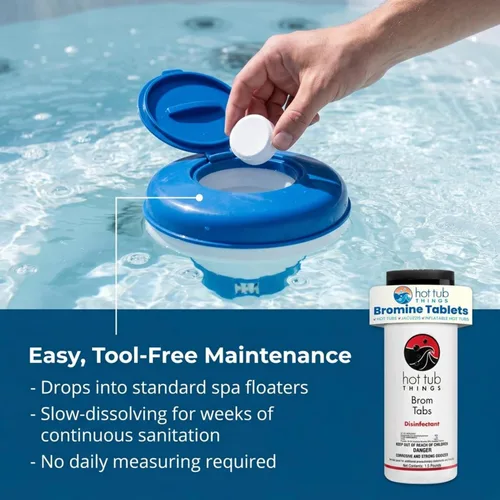 Miniatura 4 de Hot Tub Things Tabletas de bromo para bañera de hidromasaje y spa, potente desinfectante de agua para agua limpia y segura, ideal para agua caliente