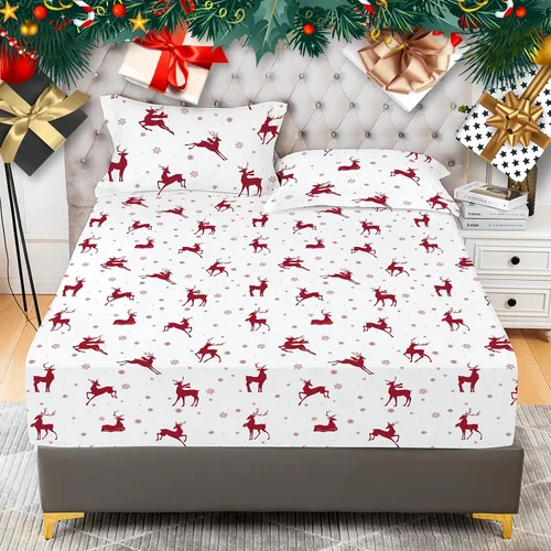 Miniatura 23 de YIYEA Sábana bajera con estampado floral y funda de almohada, sábana bajera ajustada de microfibra cepillada doble premium, bolsillo profundo de 16