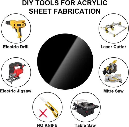 Miniatura 3 de 20 Piezas Láminas de Plexiglás Acrílico, Lámina Acrílica Negra de 4 pulgadas 0.07" de Grosor Lámina Redonda de Plexiglás Plástico Tablero Circular