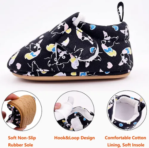 Miniatura 7 de Zapatos de bebé para niños y niñas, tenis de goma antideslizantes, suela de primer caminante, zapatillas de dibujos animados, zapatos para cuna de 0