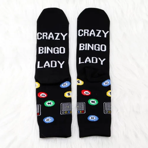Miniatura 3 de MBMSO Divertidos calcetines de bingo – 2 pares de calcetines de vestir para mujer de bingo loco Crazy Bingo Señora