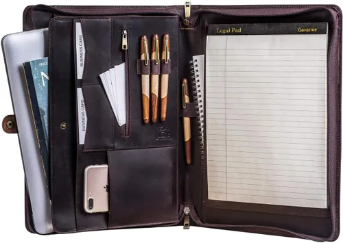 Miniatura 10 de Portafolio de cuero personalizado para hombres, regalos grabados para el día del padre para el marido de parte de la esposa, regalos de cuero Marrón
