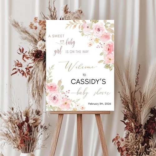 Miniatura 3 de Welcome Baby Girl Baby Shower Sign, Personalized Baby Shower Welcome Sign Board, Custom Baby Shower Yard Sign, Baby Shower Party Decoration Sign for