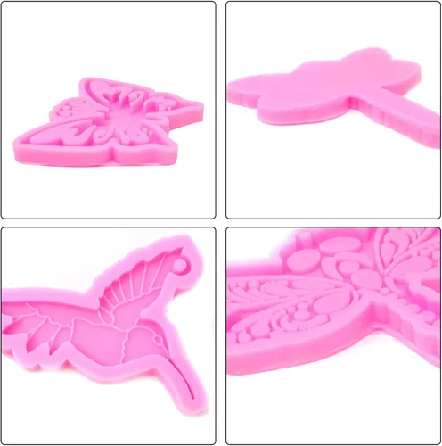 Miniatura 6 de Honbay 3 moldes de silicona en forma de mariposa colibrí y libélula, para manualidades y decoración (3 estilos)