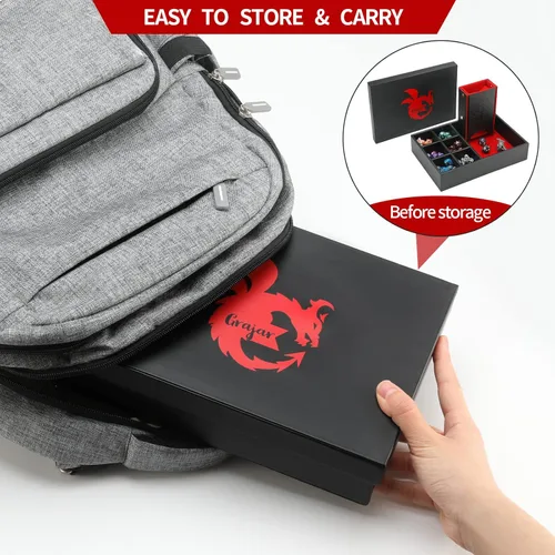 Miniatura 6 de Grajar Bandeja de dados DND y Torre: Almacenamiento portátil de dados con tapa para Dungeons and Dragons, D&D, RPG, MTG y juegos de mesa (Rojo)