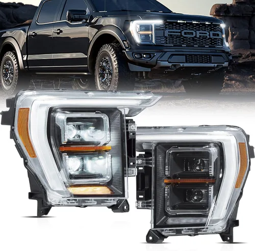 VLAND Conjunto de faros delanteros para Ford F150 2021-2023 14ª generación XL, XLT, Lariat, Tremor, Raptor, King Ranch, Platinum, Limited, proyector