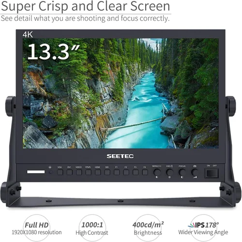 Miniatura 3 de P133-9HSD 13.3 pulgadas Pro SDI Broadcast Monitor Profesional LCD Director Estudio de Producción Monitoreo IPS Pantalla Full HD 1920×1080 Diseño