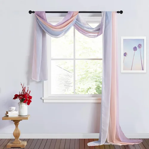Miniatura 17 de RYB HOME Tela drapeada para arco de boda, 2 paneles de cortinas transparentes de gasa para exteriores, cortinas de telón de fondo verticales