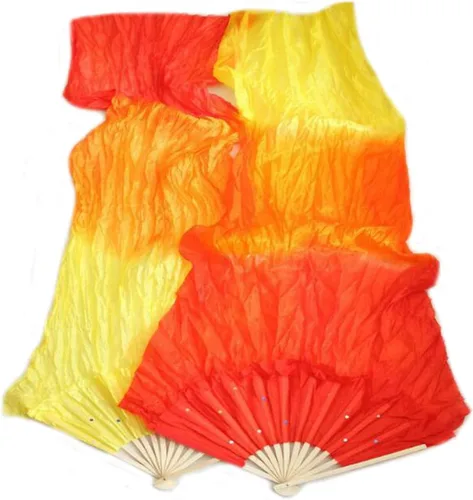 Miniatura 26 de FZBNSRKO 1.8M 70.86 "Danza del Vientre de Seda de Bambú Abanicos Largos Ventiladores Velos Fiesta Rendimiento de la Mañana Abanicos Largos