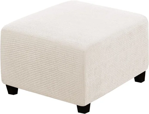 Miniatura 44 de H.VERSAILTEX Funda otomana rectangular de 29 a 34 pies para reposapiés, fundas protectoras para reposapiés, con tela jacquard elástica, gruesa