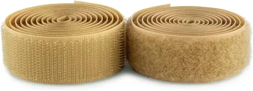 Cinta de velcro para coser de 5/8 pulgadas de ancho, color beige, no adhesiva, 1 yarda de longitud, cinta de velcro de nailon color bronceado, juego