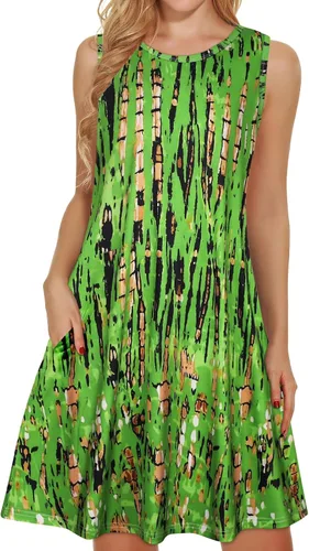 Miniatura 33 de elescat Vestidos de verano para mujer 2025, vestido casual de playa sin mangas con estampado floral, tipo camiseta, suelto y con bolsillos