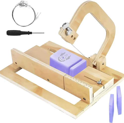 dianjingjumei Cortador de pan de jabón de madera, cortador de alambre ajustable con cables de repuesto adicionales, kit de herramientas de corte de