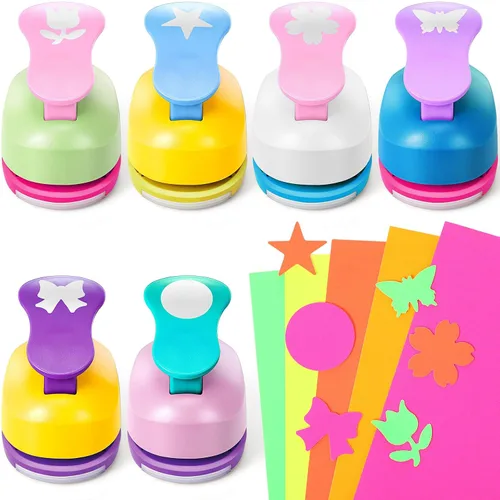 CHENGU 16 Piezas Perforadoras de Papel para Manualidades Perforadoras para Álbumes de Recortes con Papel Adhesivo para Manualidades, Redondo,