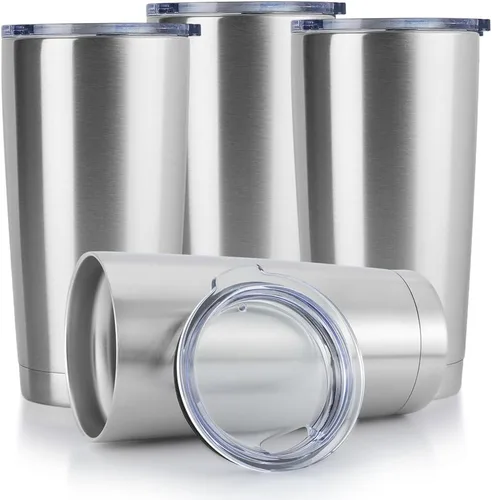 Miniatura 29 de DOMICARE Vaso de acero inoxidable de 20 onzas a granel con tapa, taza de viaje aislada al vacío de doble pared, taza de café con recubrimiento