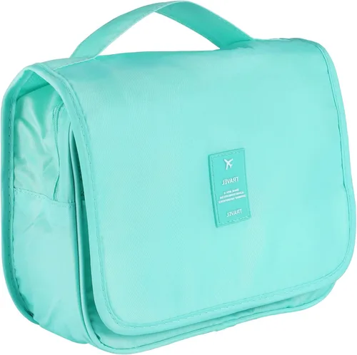 Miniatura 14 de Pengxiaomei Neceser para mujer, bolsa de cosméticos impermeable para colgar, bolsa portátil de maquillaje de viaje, bolsa de baño con asa Beige