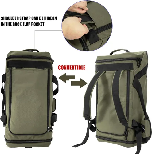 Miniatura 2 de Bolsa de lona grande, bolsas de gimnasio para hombres, bolsa de fin de semana para mujeres, mochila de viaje, bolsa de lona deportiva, Verde Armada