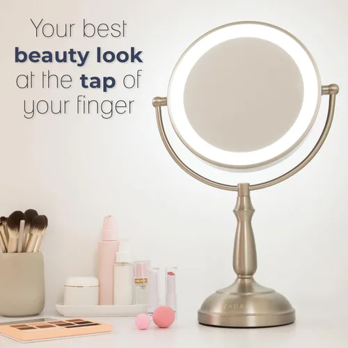 Miniatura 6 de Zadro Espejo de maquillaje con luces y aumento, regulable, táctil, con iluminación LED, espejo de maquillaje con aumento 5X/1X, 17.5 pulgadas